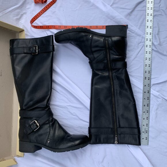 Genuine Leather moto Franco Sarto tall boots size 10 M - Picture 1 of 16